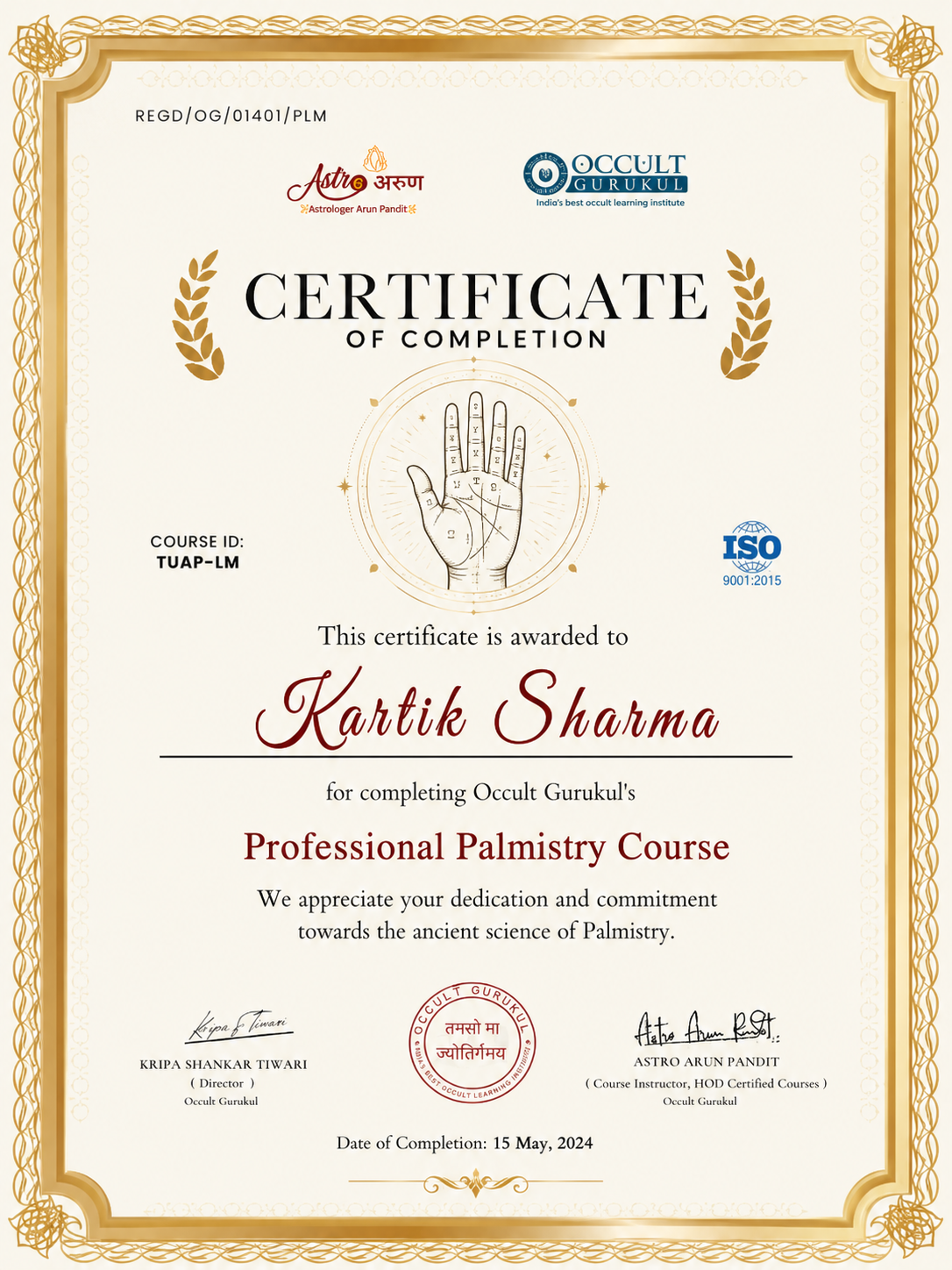 Palmistry Certification